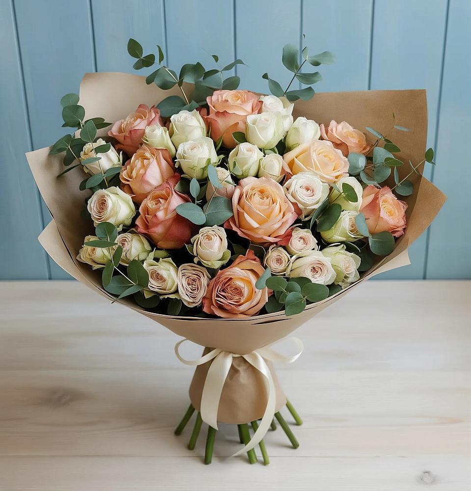 Букет цветов из: Альстромерии и Розы в Чернышковский