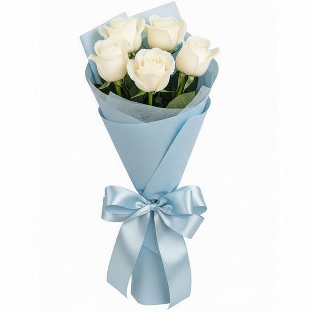 Букет 5 Белых роз Проуд в Чернышковский