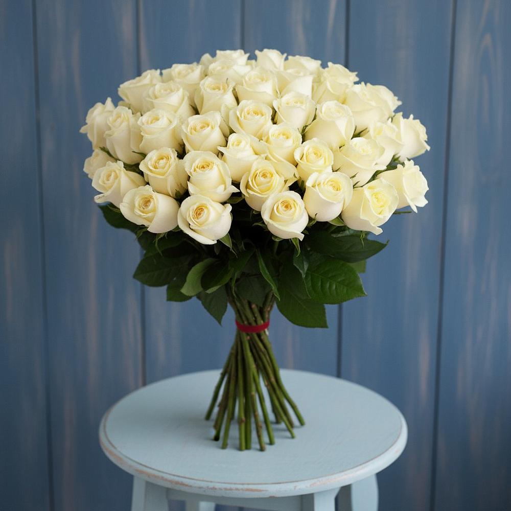 Букет 51 Белая роза Эдлесс Лав в Чернышковский