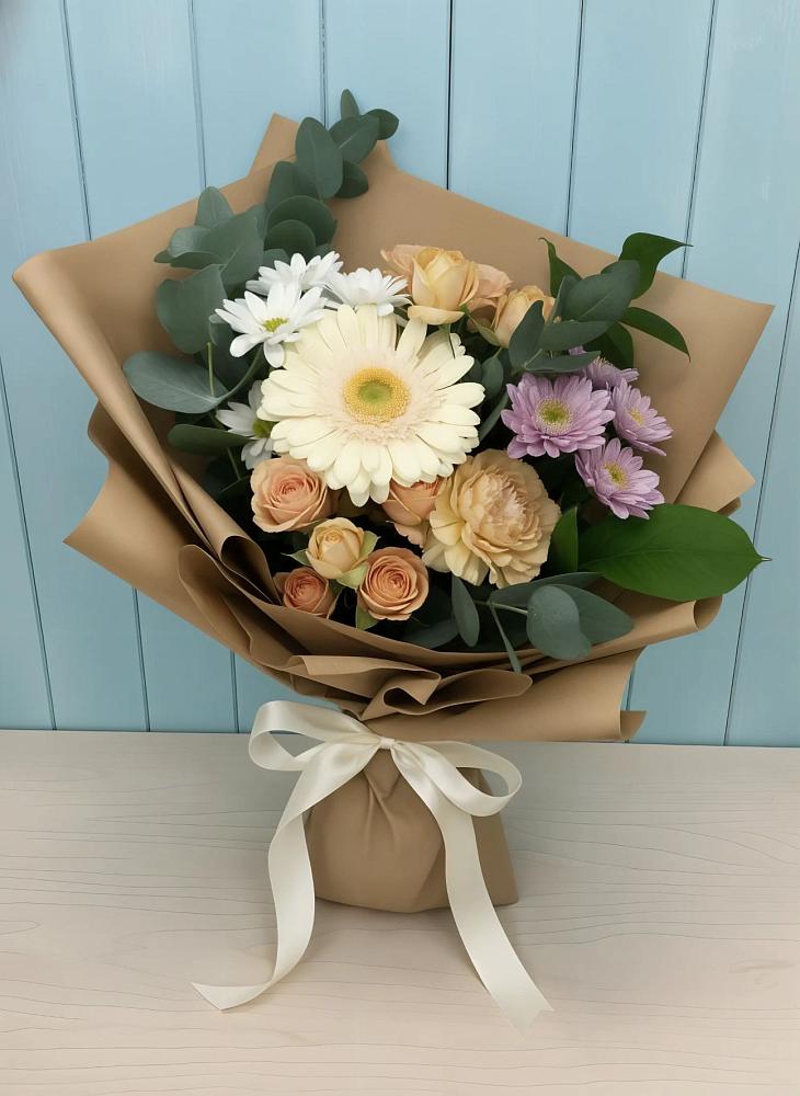 Букет цветов из: Герберы и Хризантемы в Чернышковский
