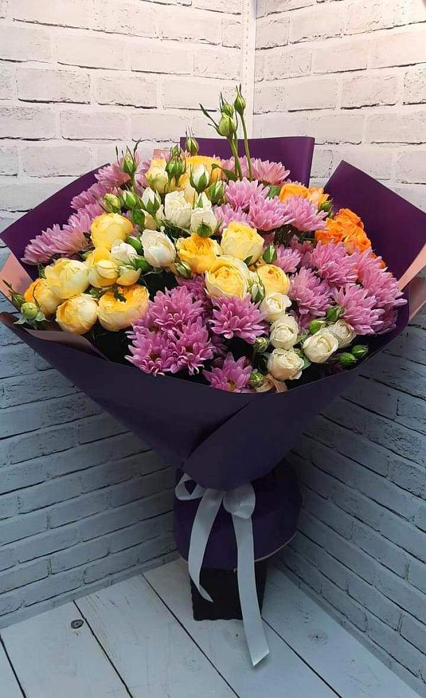 Букет цветов из: Хризантемы и Розы в Чернышковский