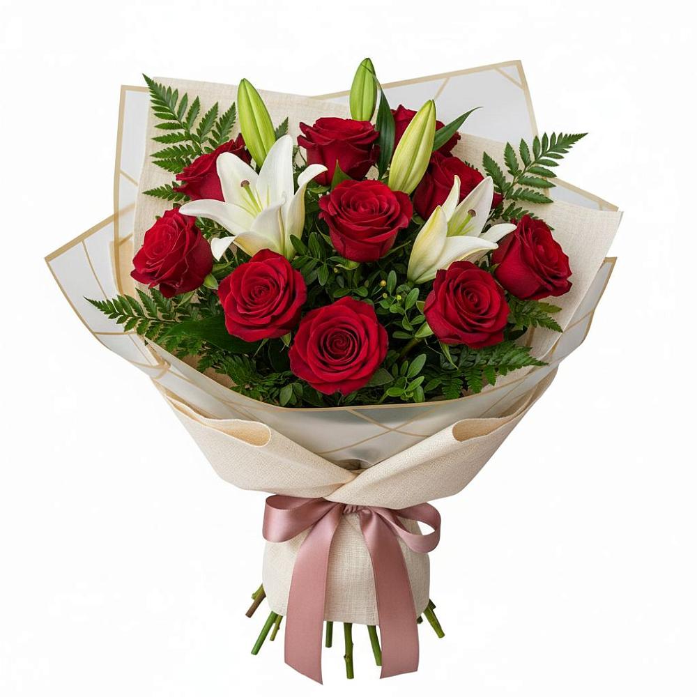 Букет цветов из: Лилии и Розы в Чернышковский