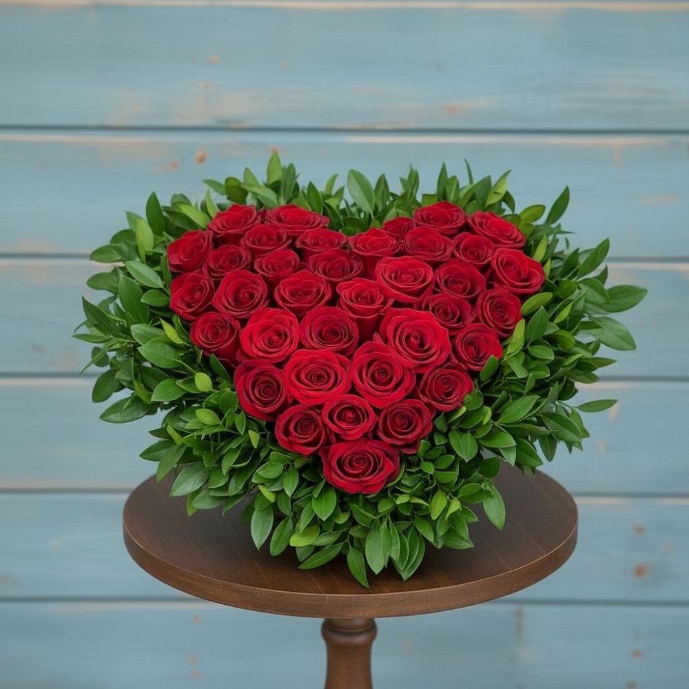 Цветочная композиция из Розы в виде сердца в Чернышковский