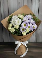 Букет цветов из:  Хризантемы и Розы в Чернышковский