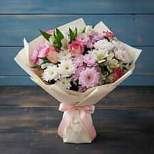 Букет цветов из:  Хризантемы, Альстромерии и Розы в Чернышковский