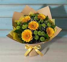 Букет цветов из:  Герберы и Хризантемы в Чернышковский