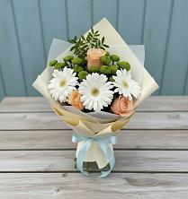 Букет цветов из:  Герберы, Розы и Хризантемы в Чернышковский